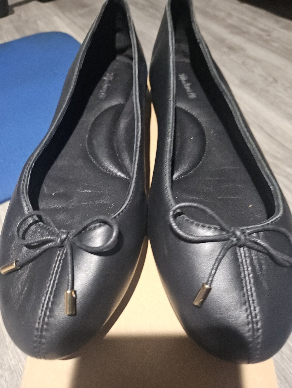 Madewell Black Leather Ballet Flats with Bow